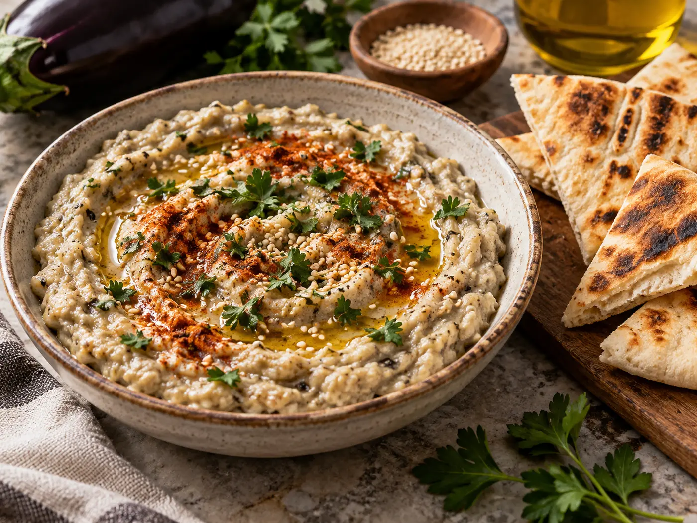 Baba ganoush de berenjena asada