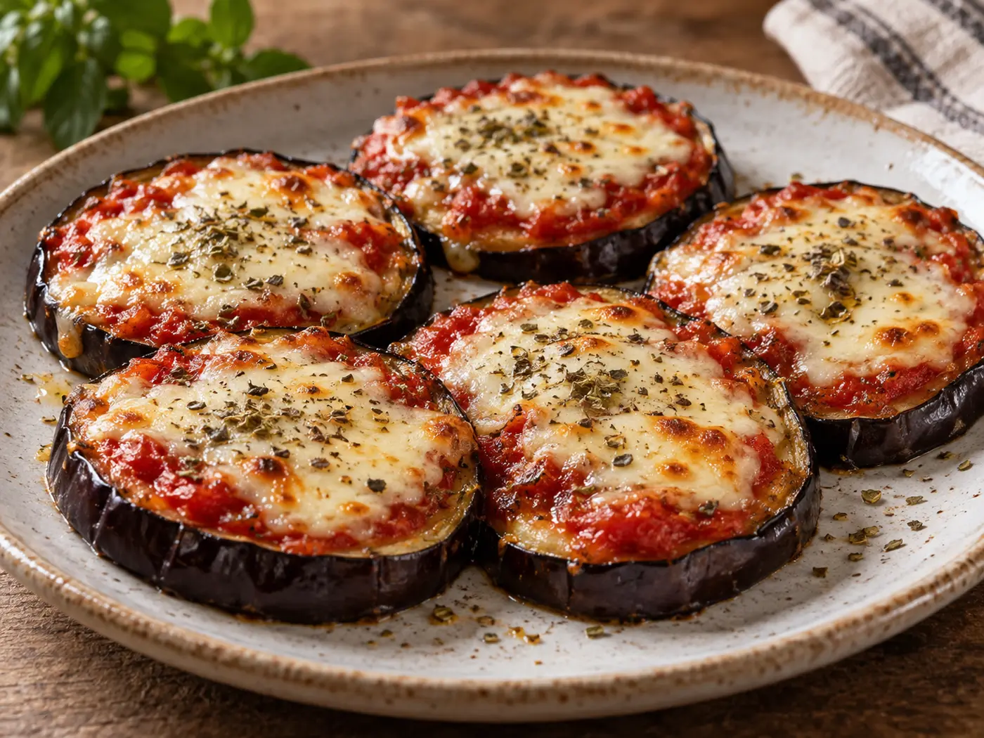 Berenjena estilo pizza en Air Fryer