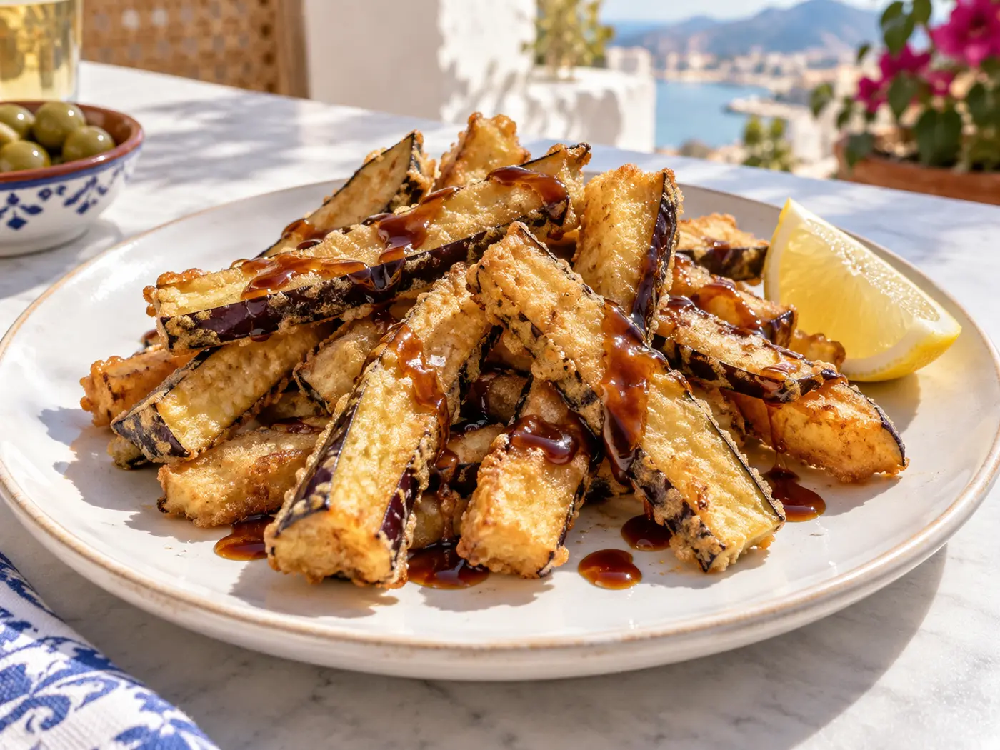 Berenjenas fritas con miel de caña