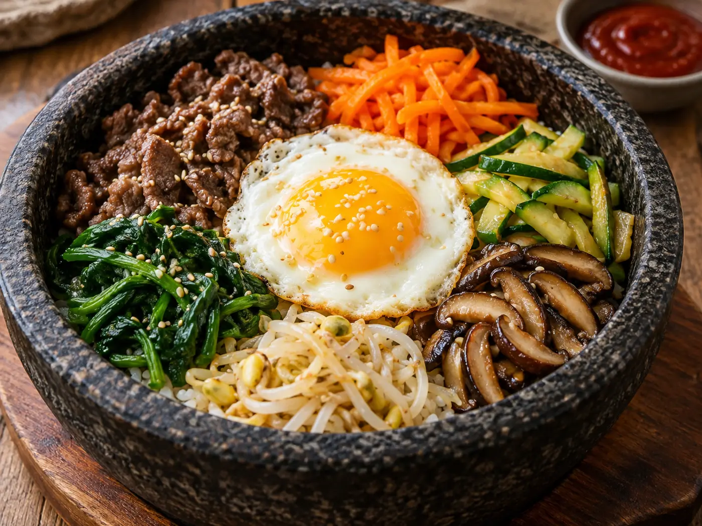 Bibimbap coreano de ternera