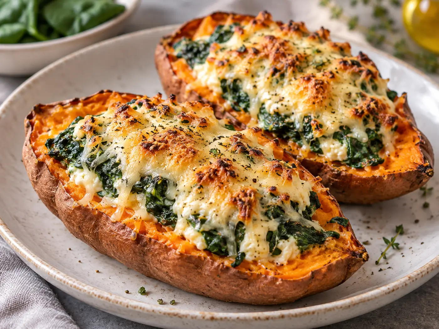 Boniato relleno y gratinado