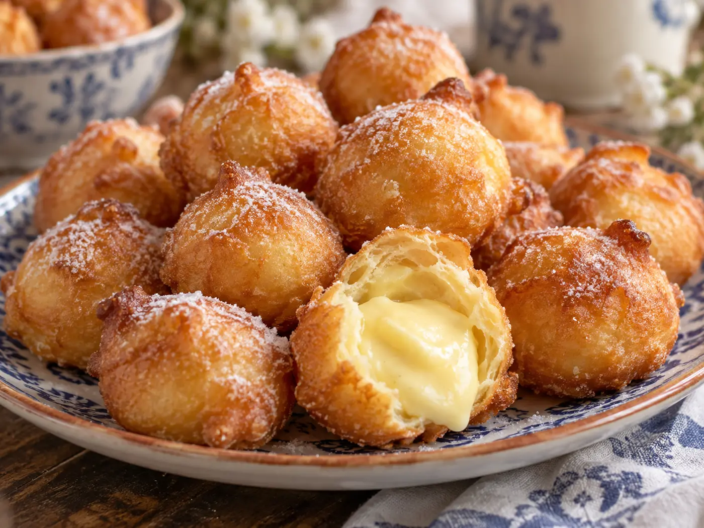 Buñuelos de viento rellenos de crema
