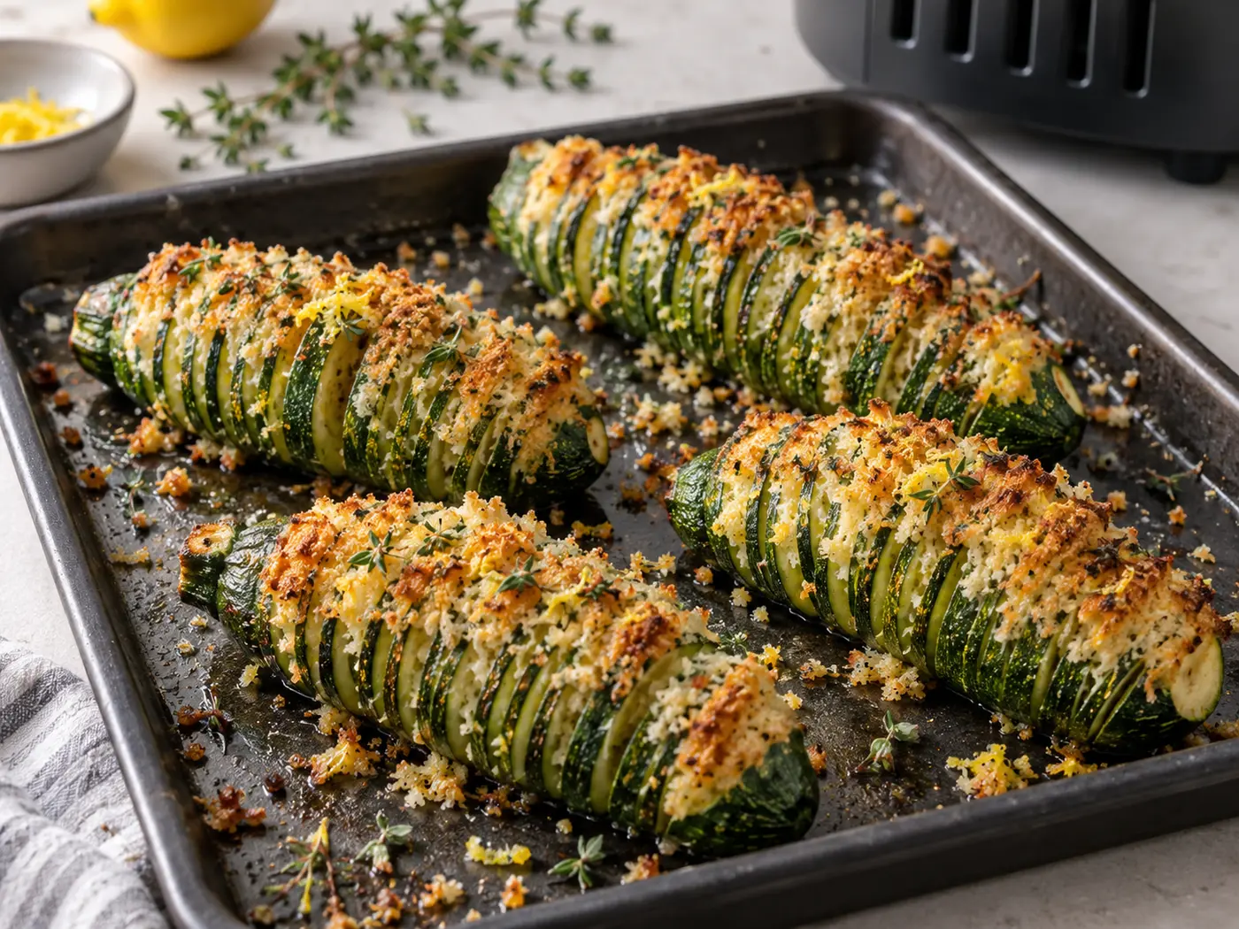 Calabacines hasselback en Air Fryer