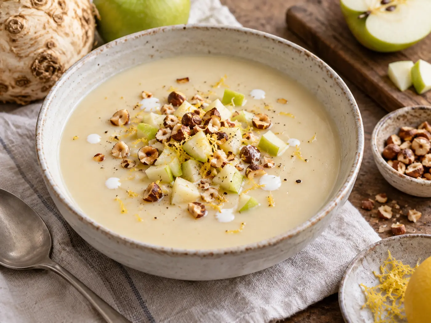 Crema de apionabo y manzana