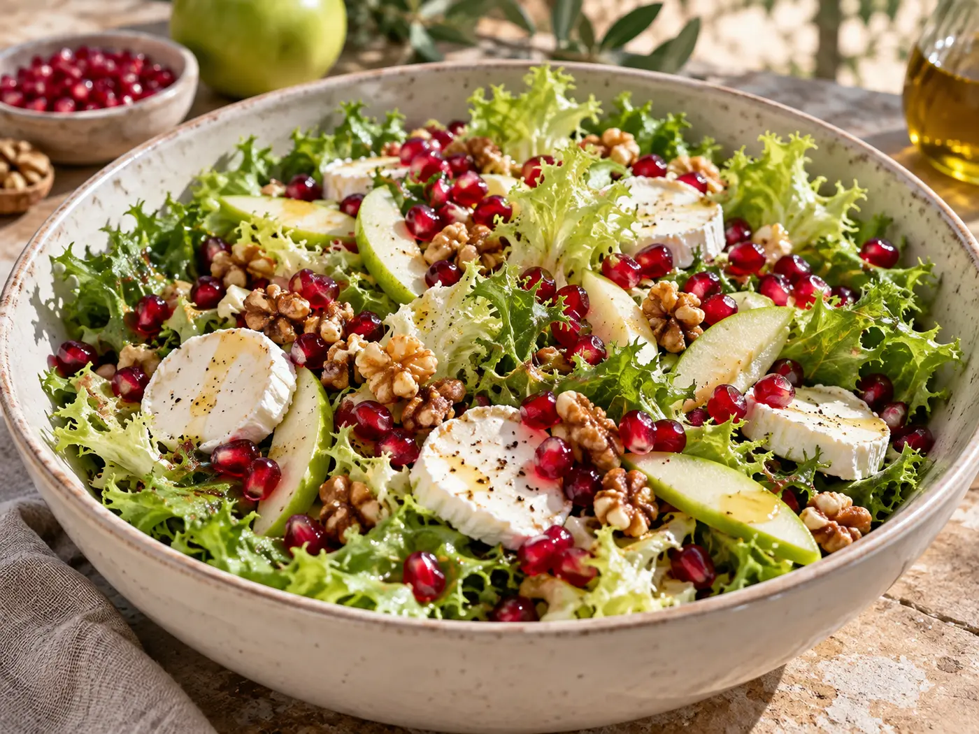Ensalada de escarola, granada y nueces