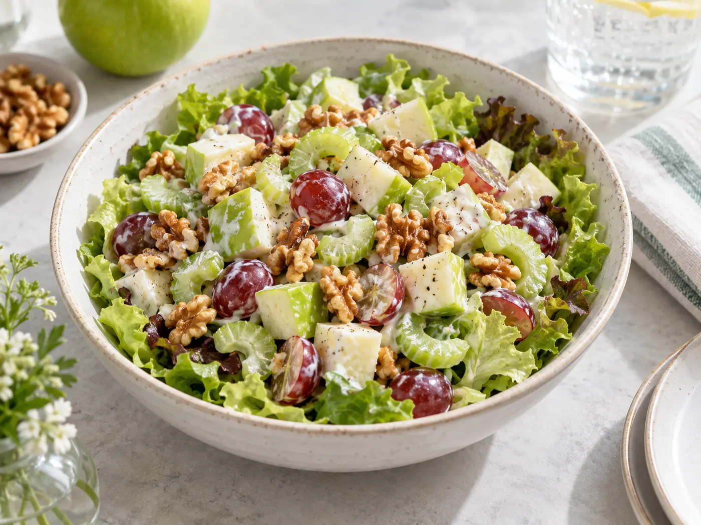 Ensalada Waldorf con manzana y nueces