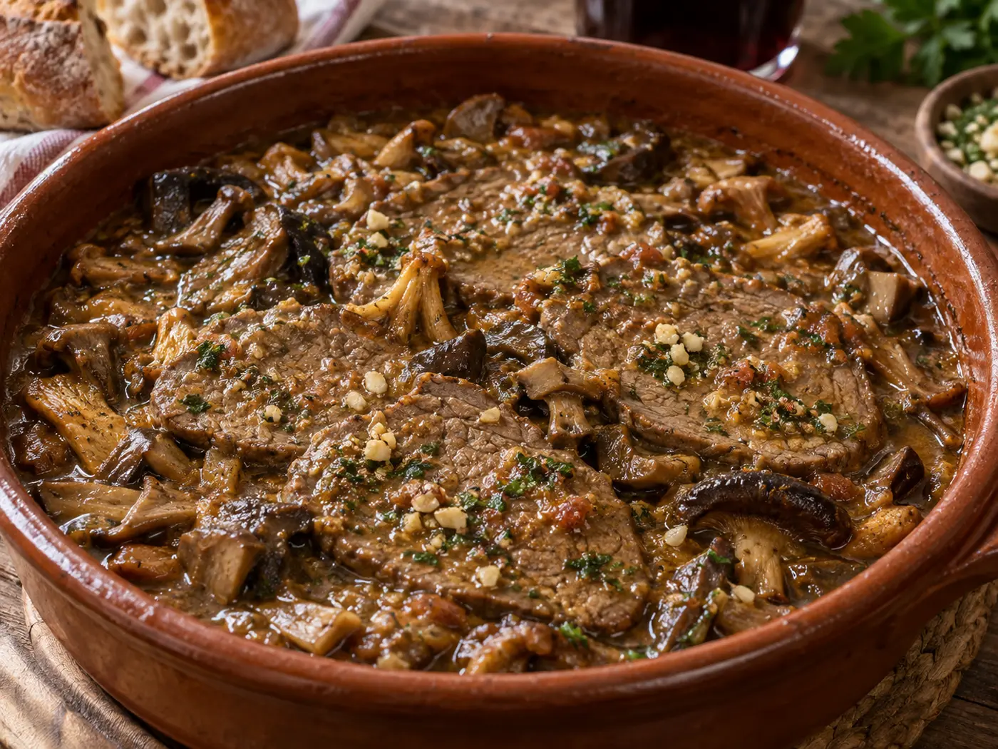 Fricandó de ternera con setas