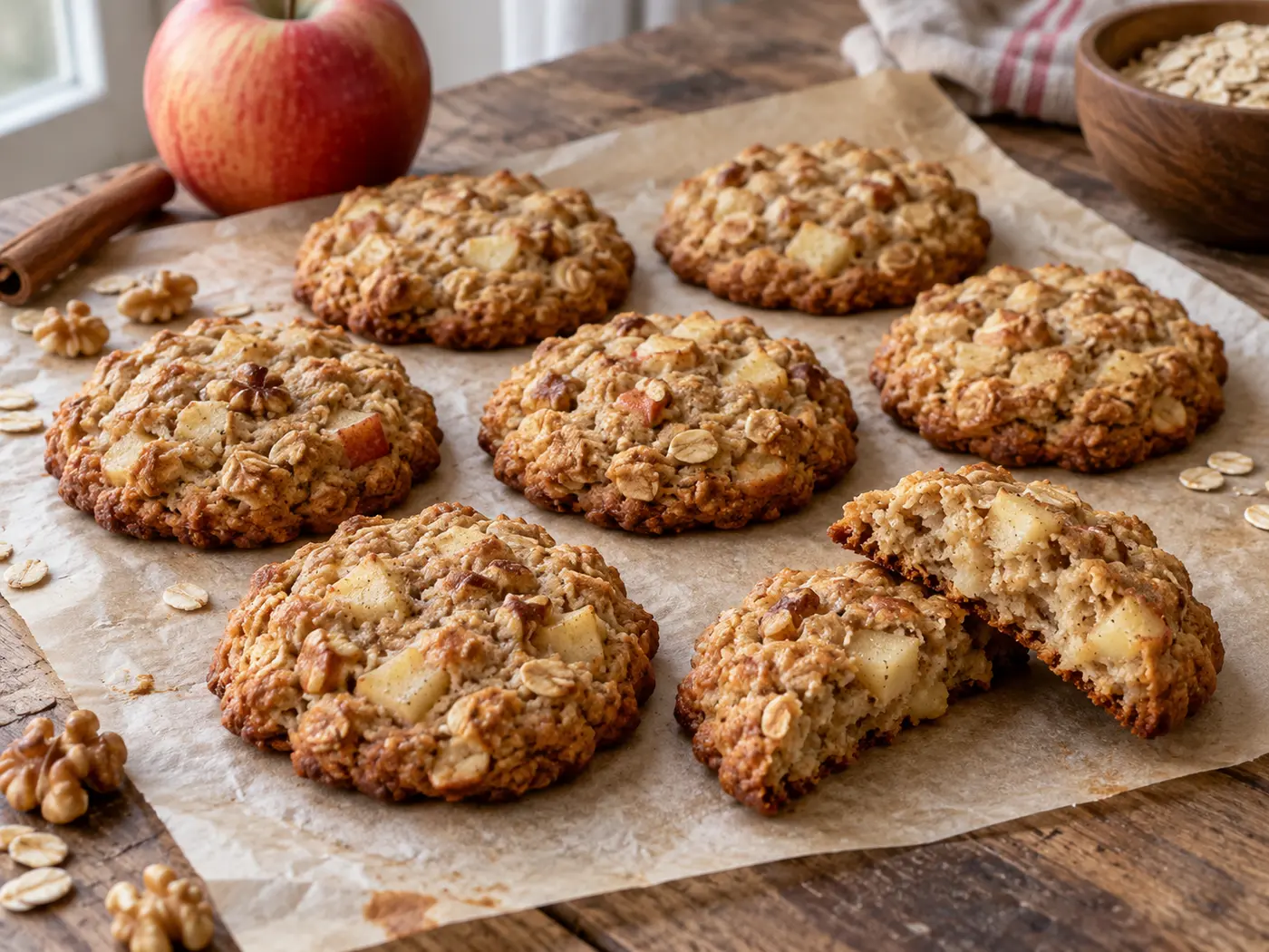 Galletas de avena, manzana y canela
