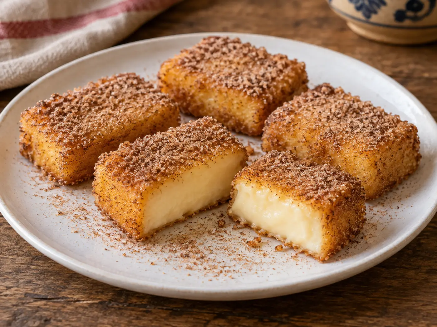Leche frita con canela
