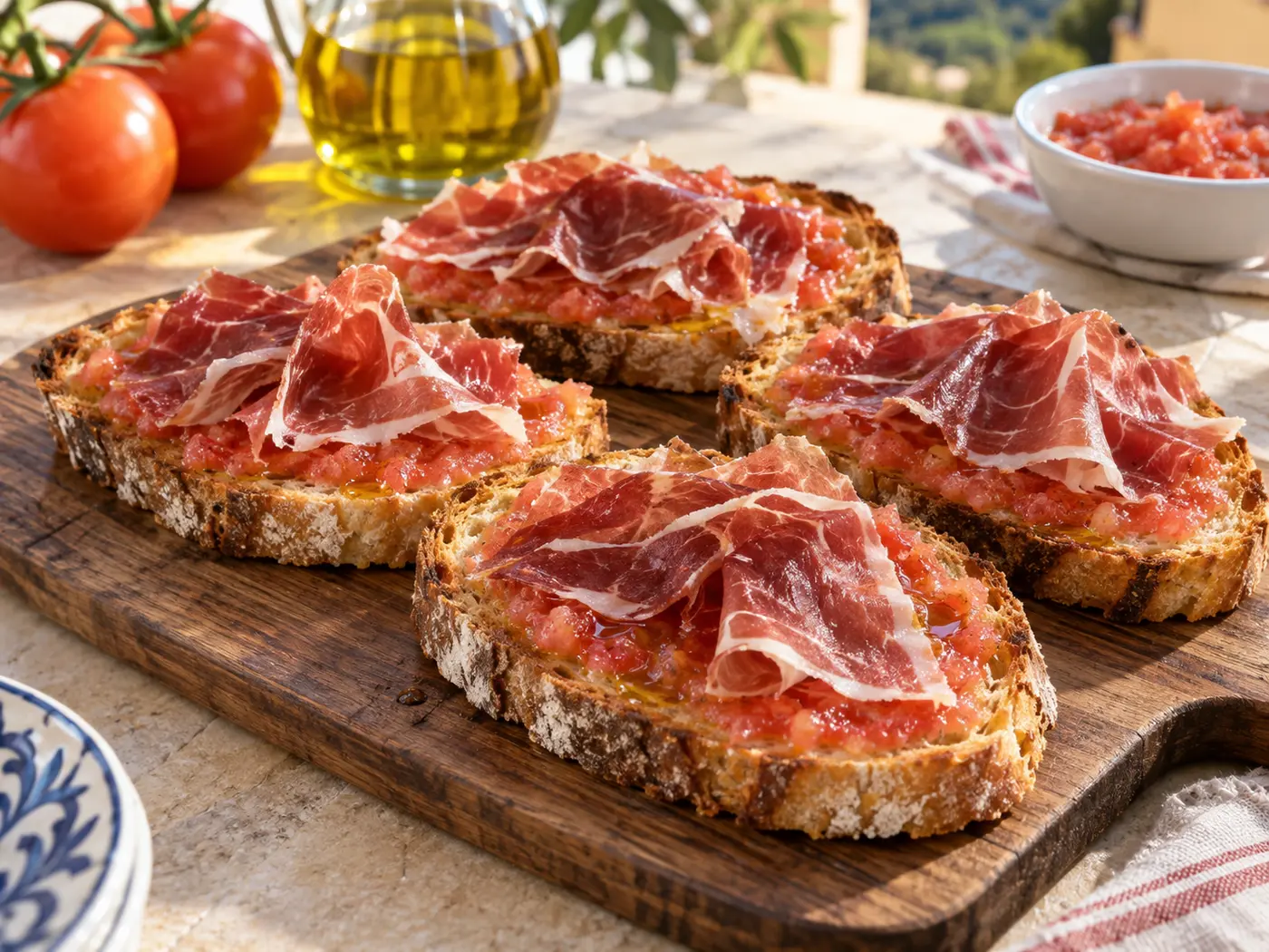 Pan con tomate y jamón serrano