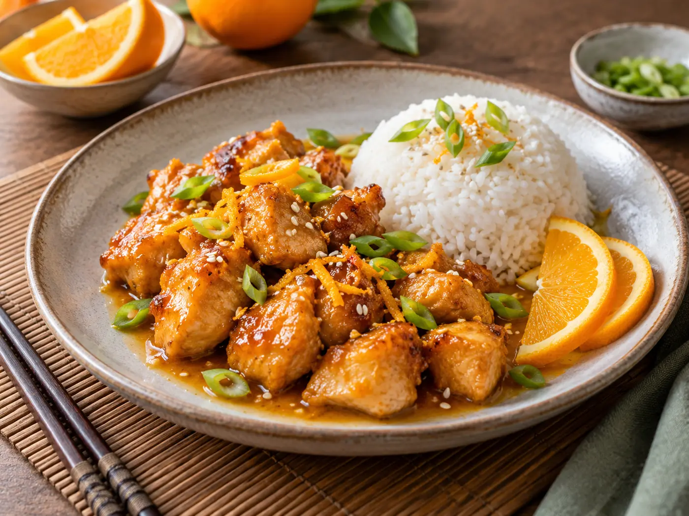 Pollo a la naranja con arroz