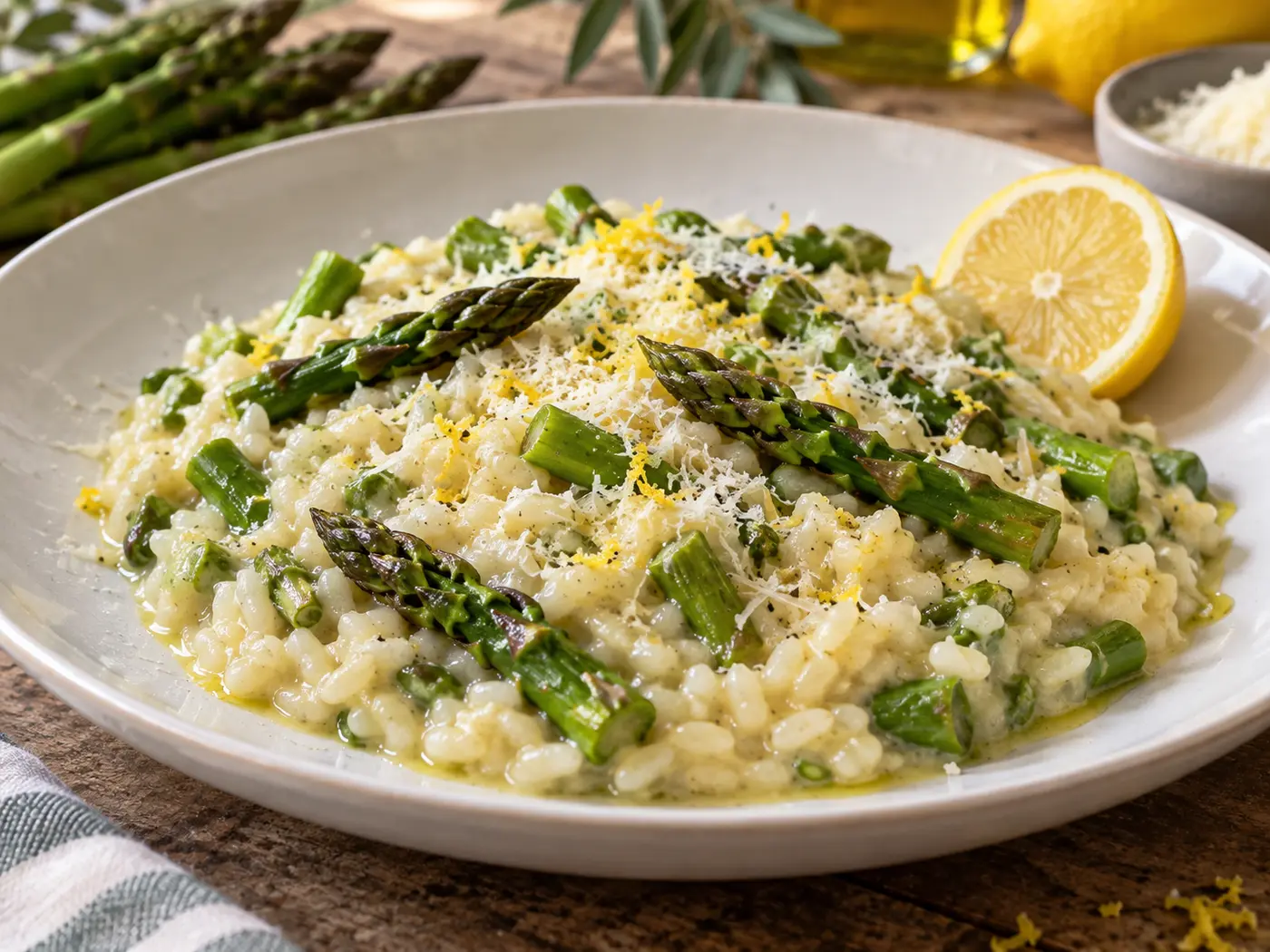 Risotto de espárragos verdes y limón