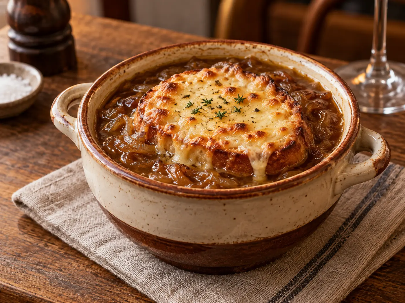 Sopa de cebolla gratinada