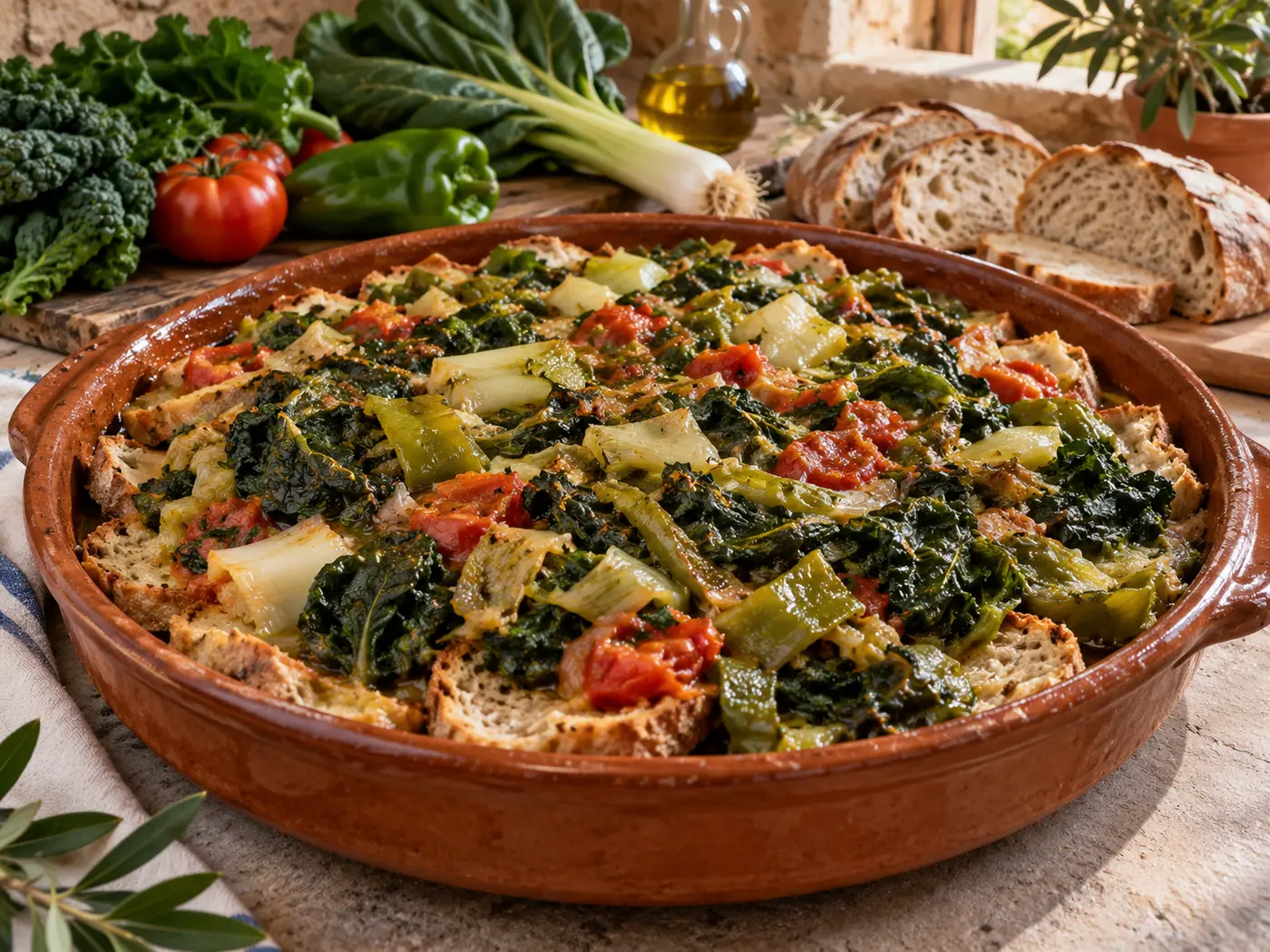 Sopa mallorquina de verduras y pan