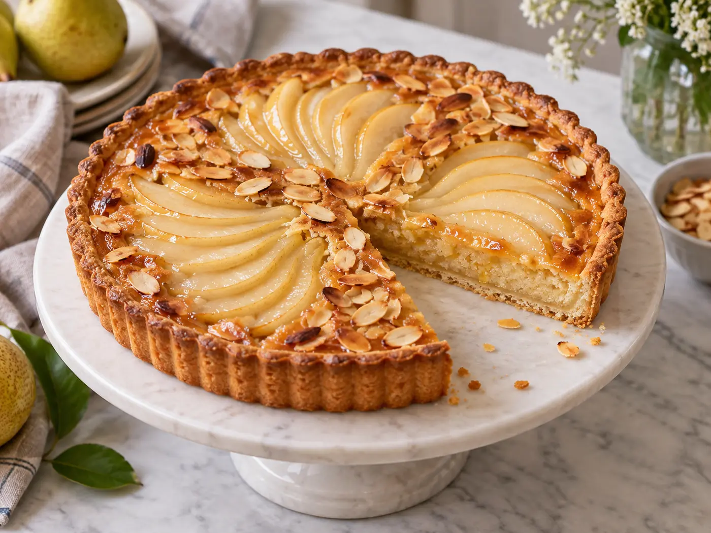 Tarta de pera y almendra