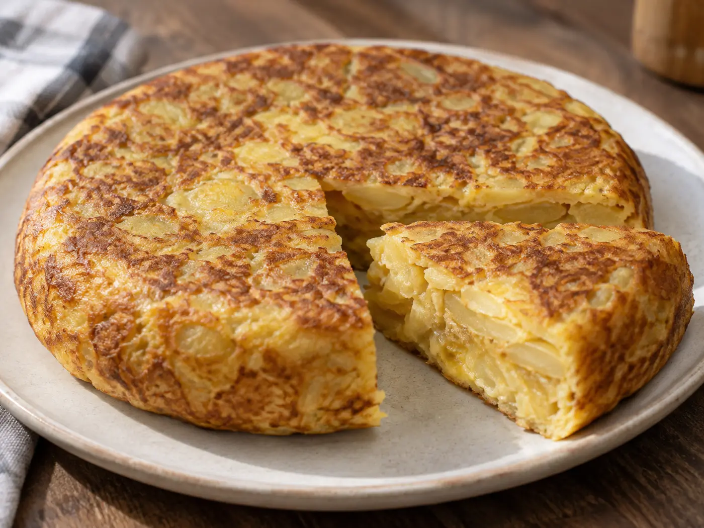 Tortilla de patatas jugosa