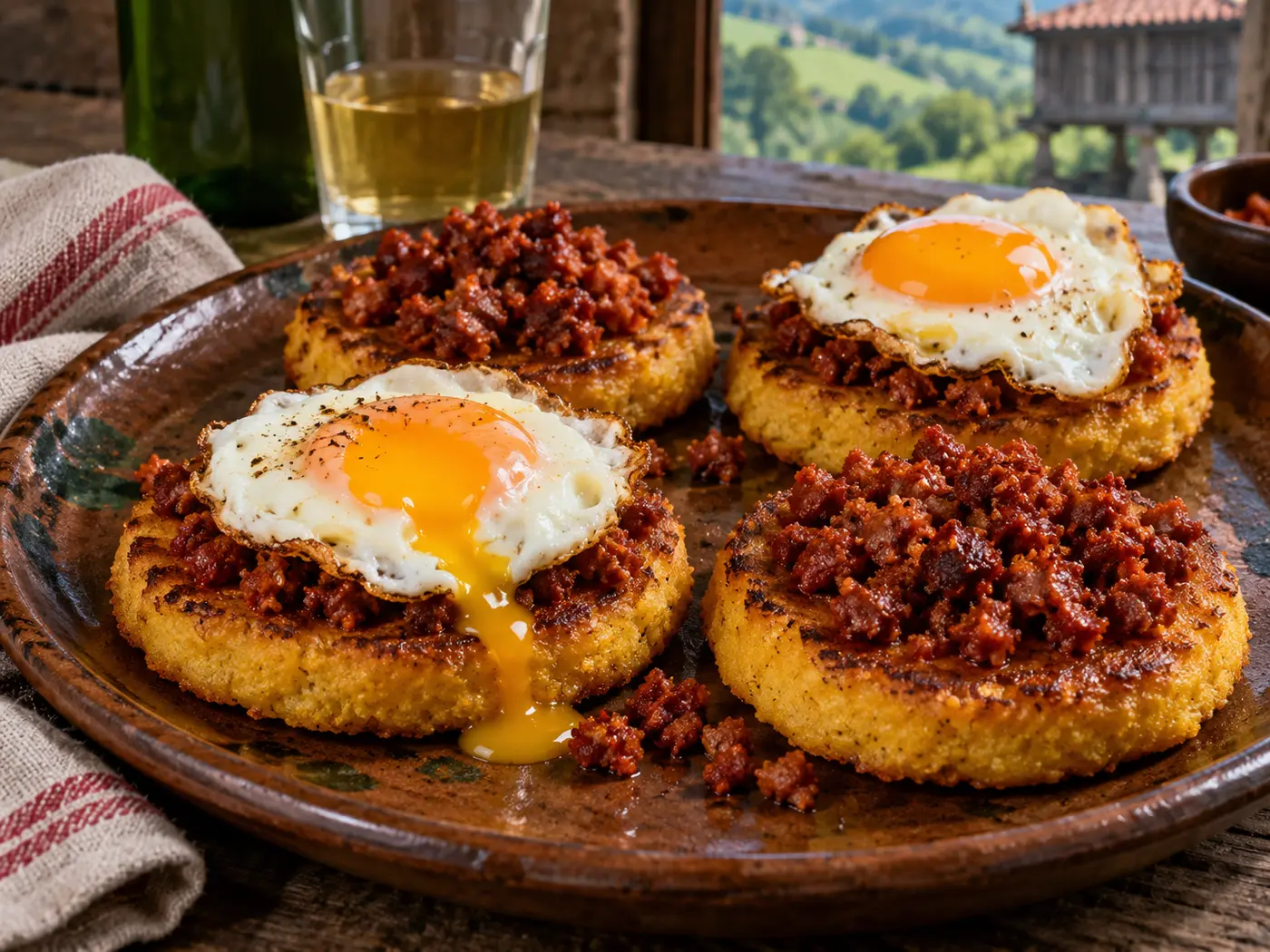 Tortos de maíz asturianos con picadillo