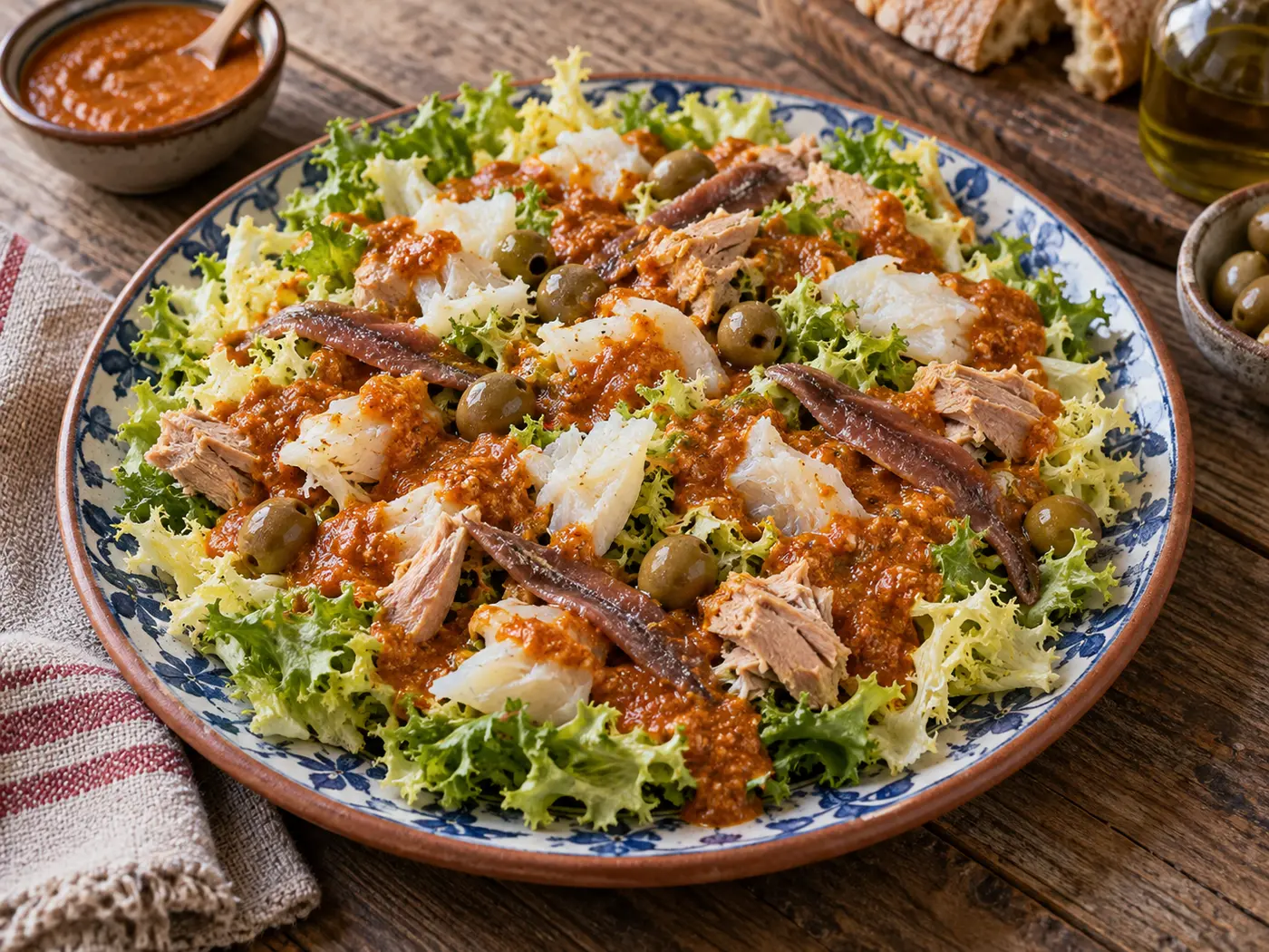 Xató catalán con bacalao y anchoas