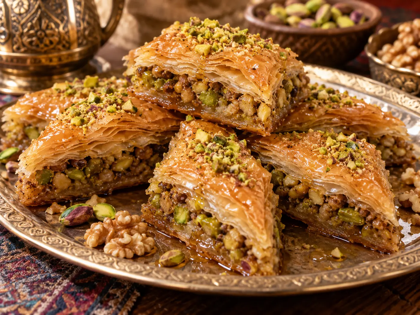 Baklava de pistachos y nueces