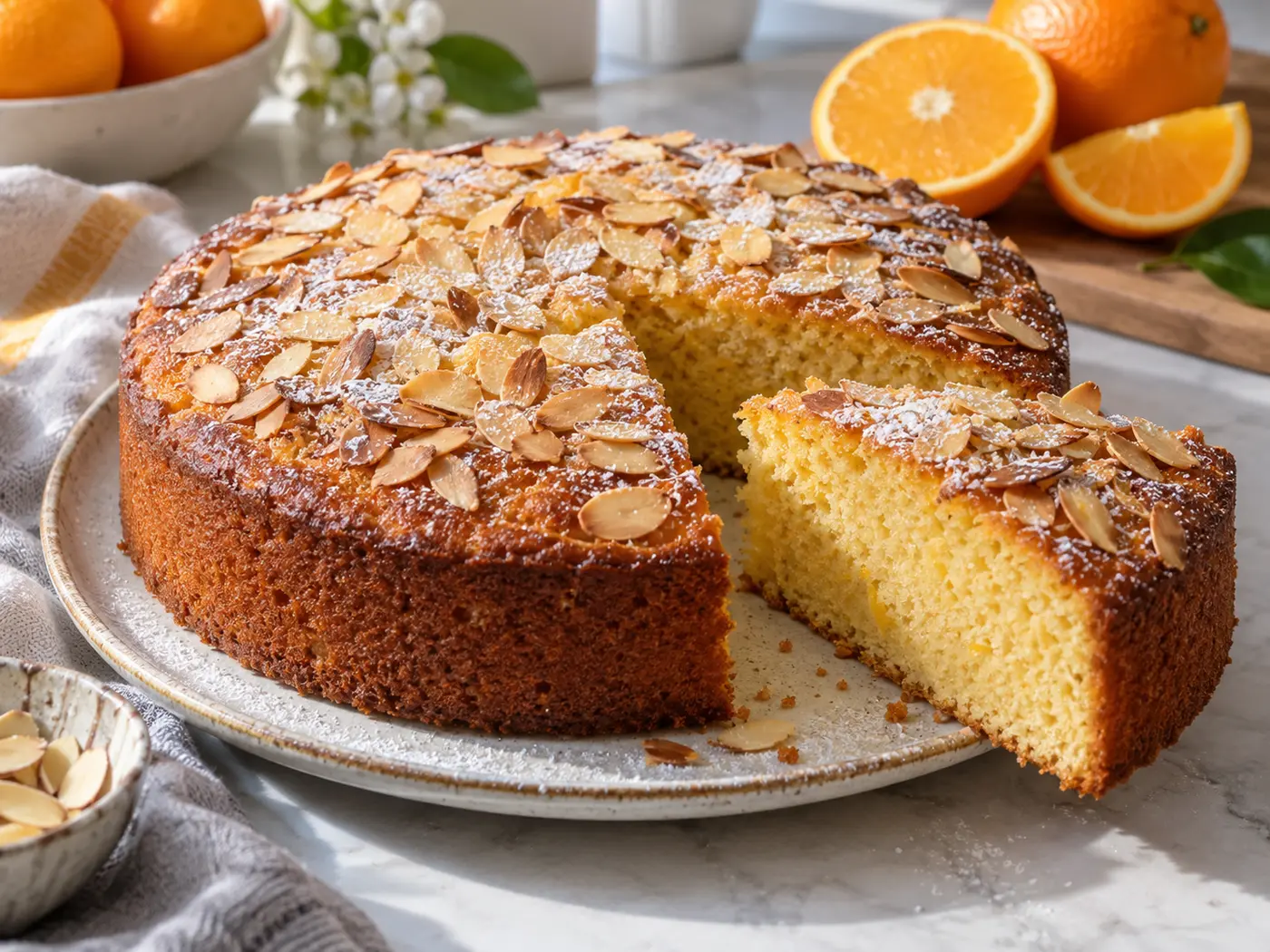 Bizcocho de naranja y almendra