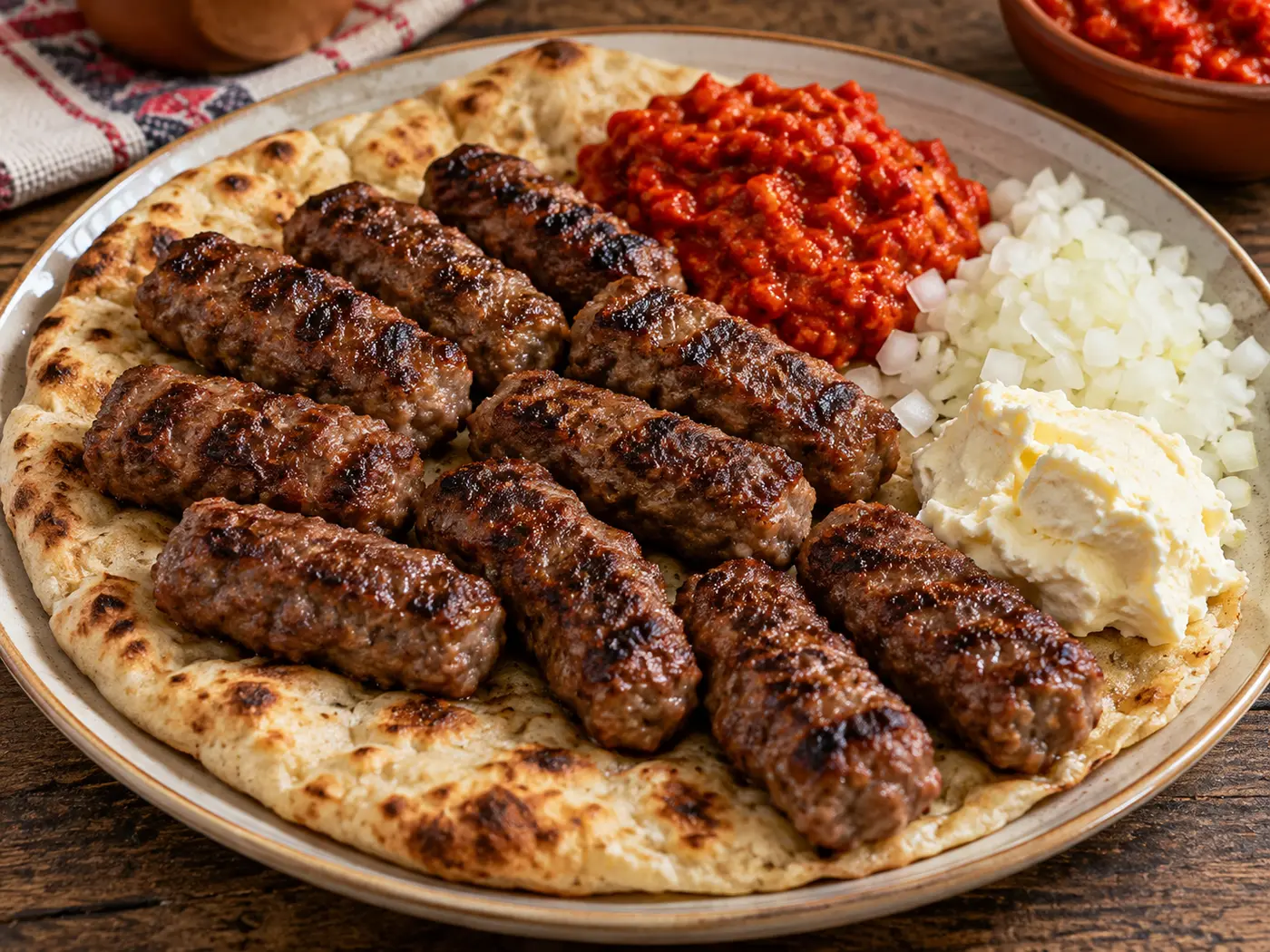 Ćevapi balcánicos con ajvar