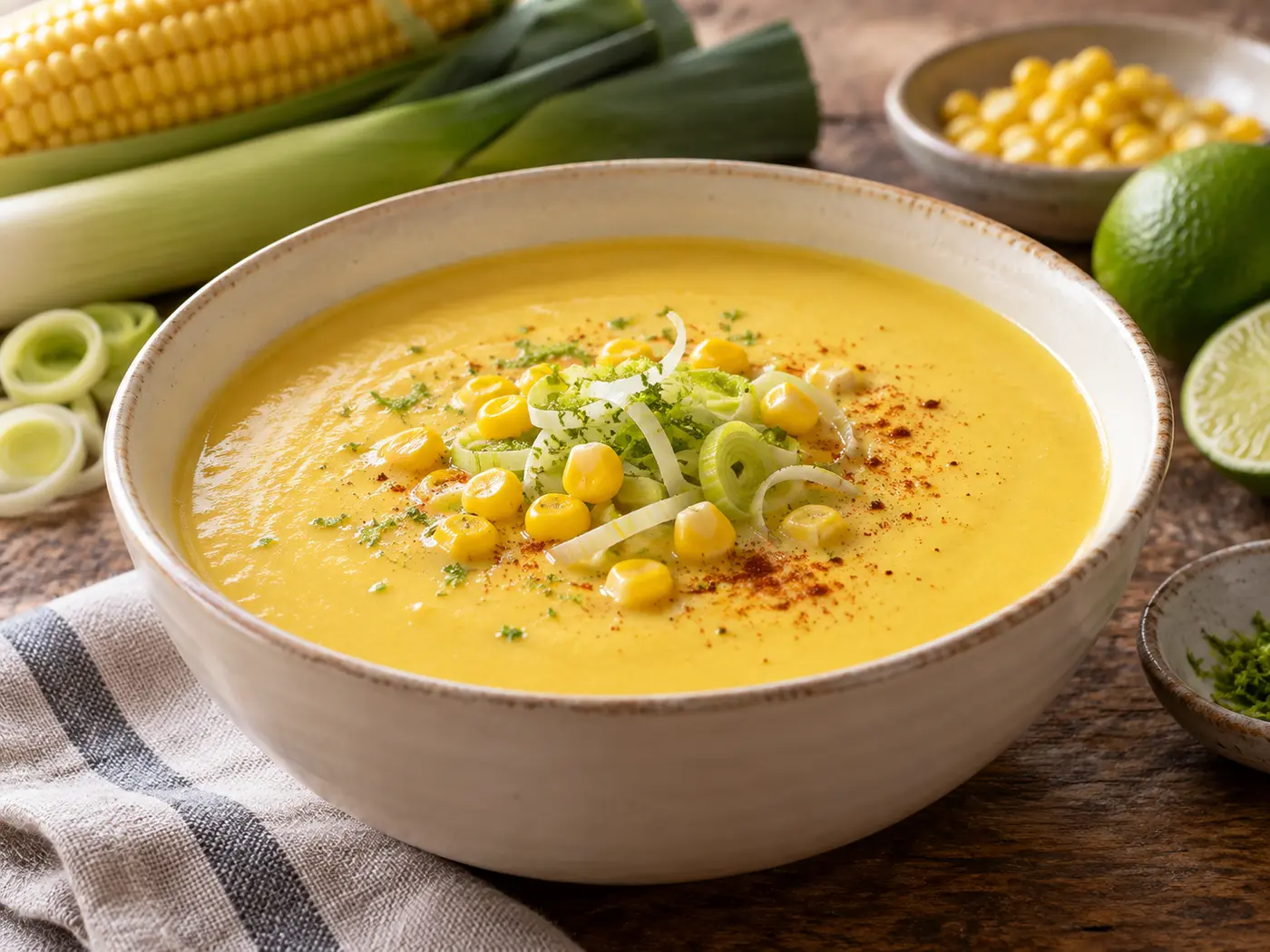 Crema de maíz y puerro