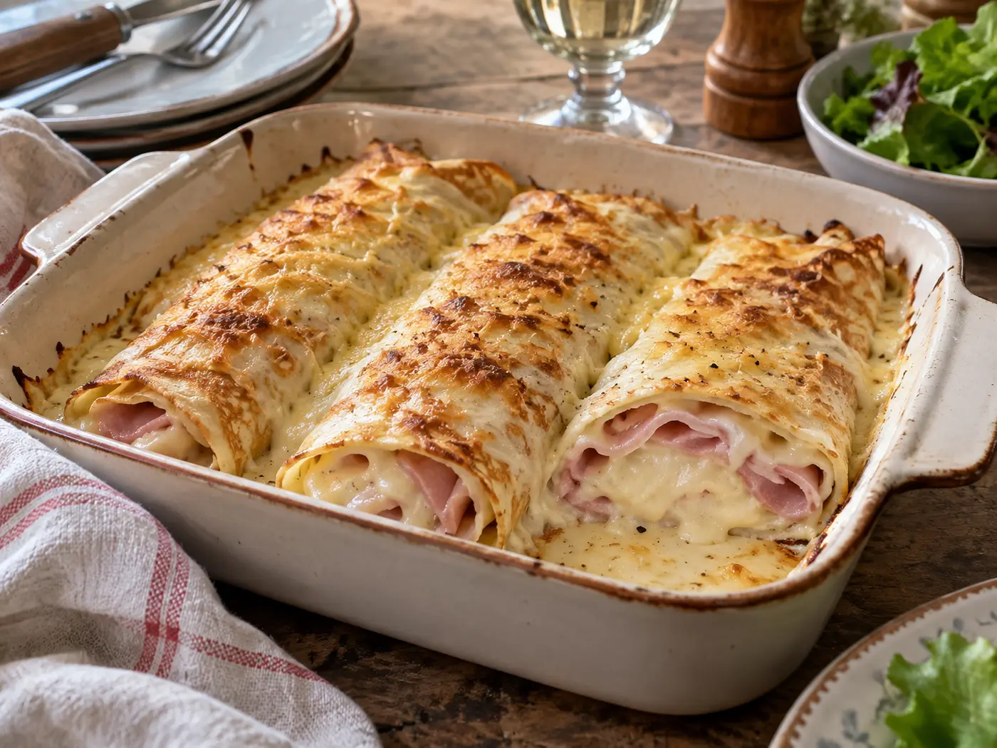 Crepes salados de jamón y queso