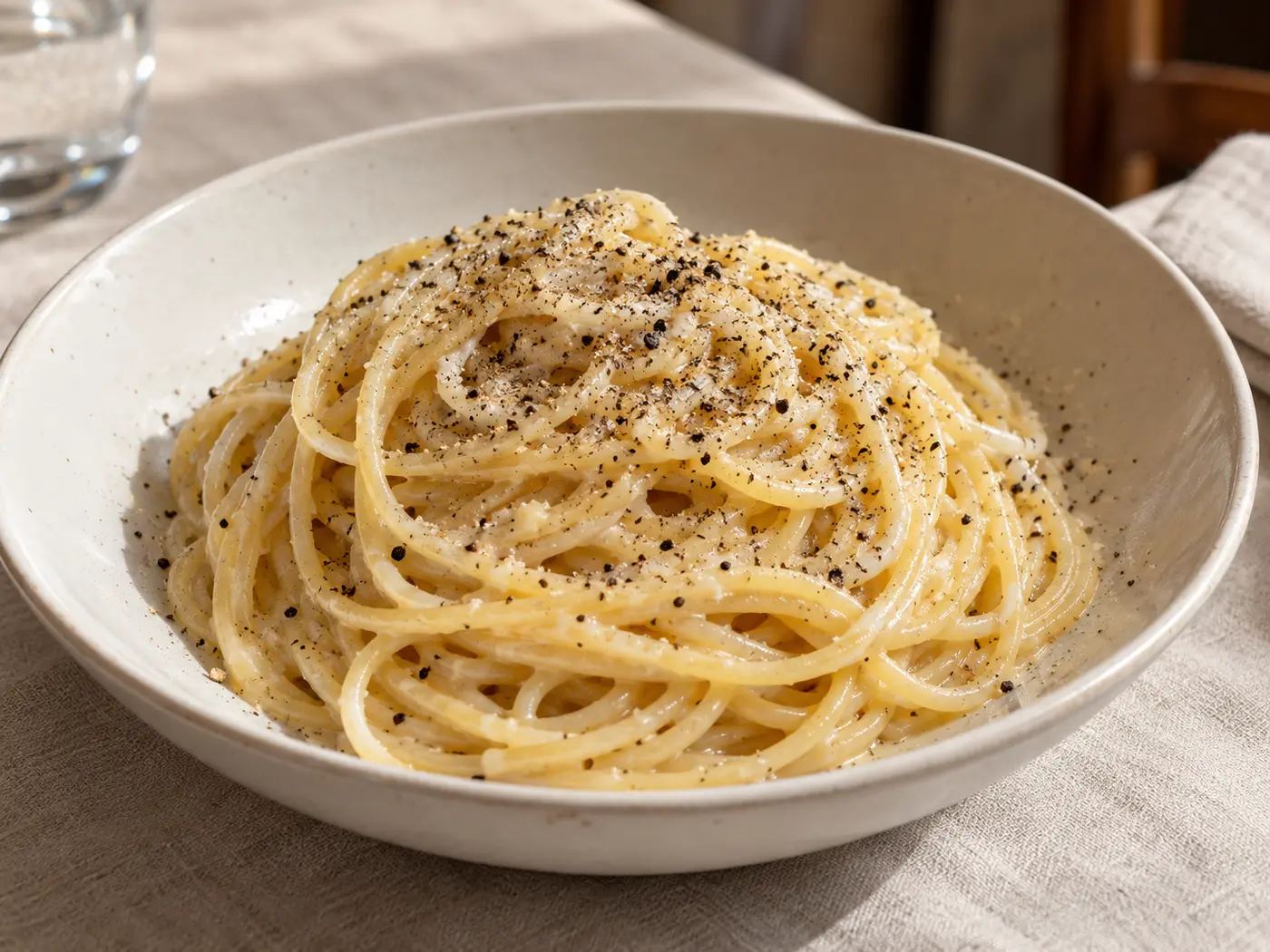 Espaguetis cacio e pepe