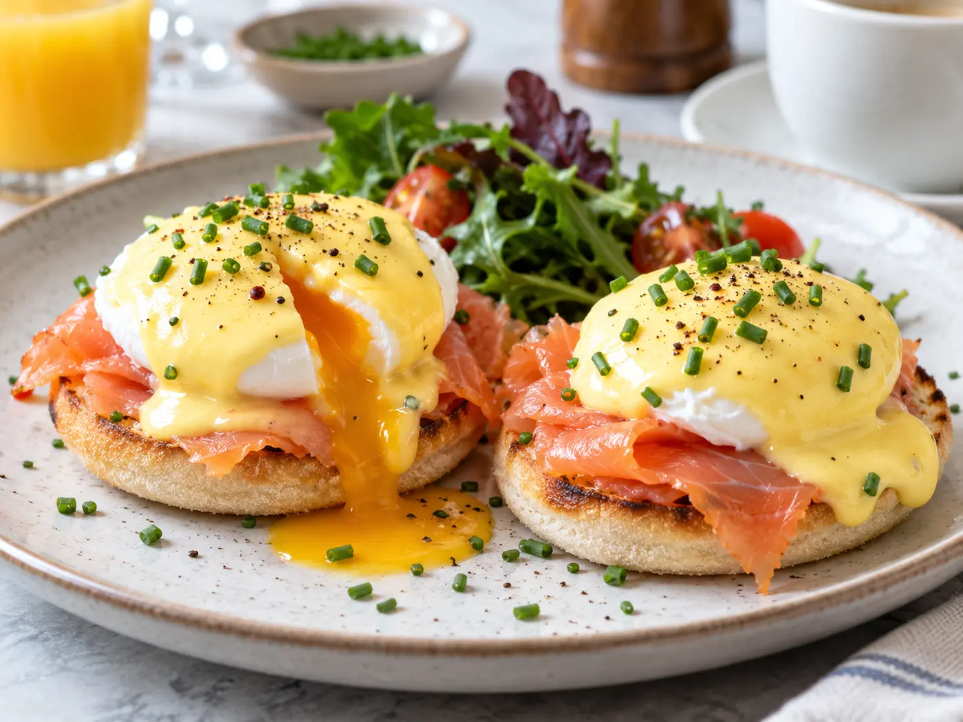 Huevos benedictinos con salmón ahumado