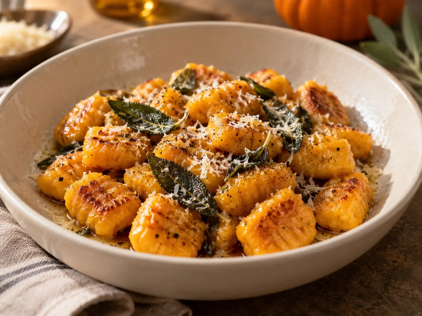 Ñoquis de calabaza con mantequilla y salvia