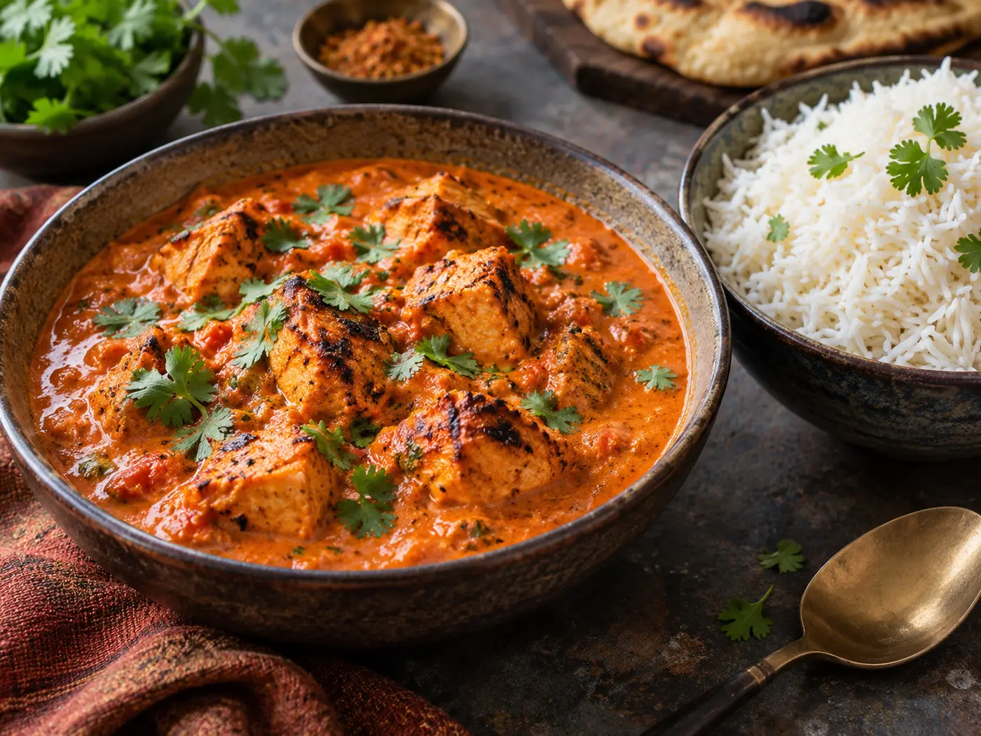 Pollo tikka masala con arroz basmati