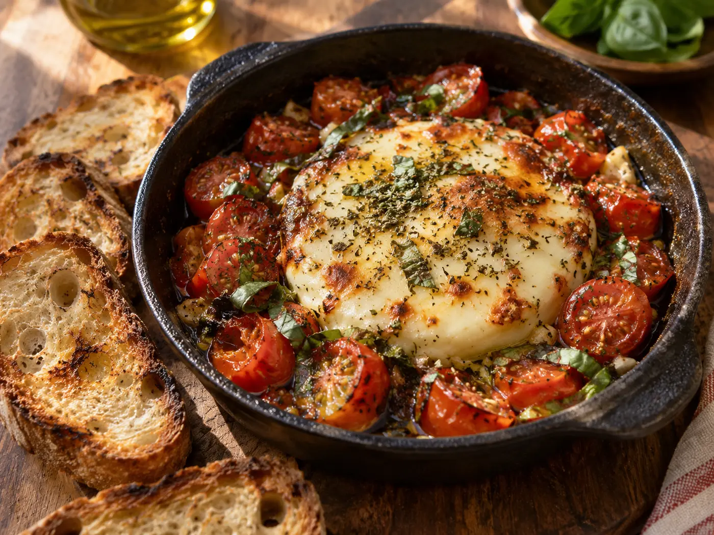 Provolone con tomate cherry en Air Fryer