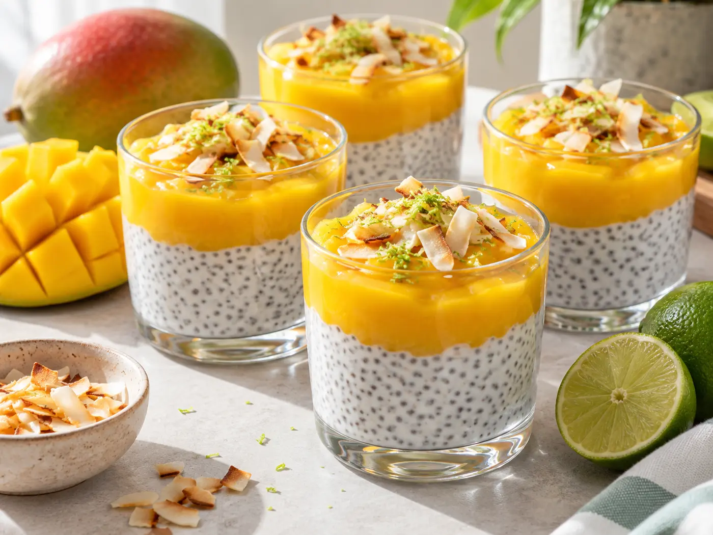 Pudin de chía, mango y coco