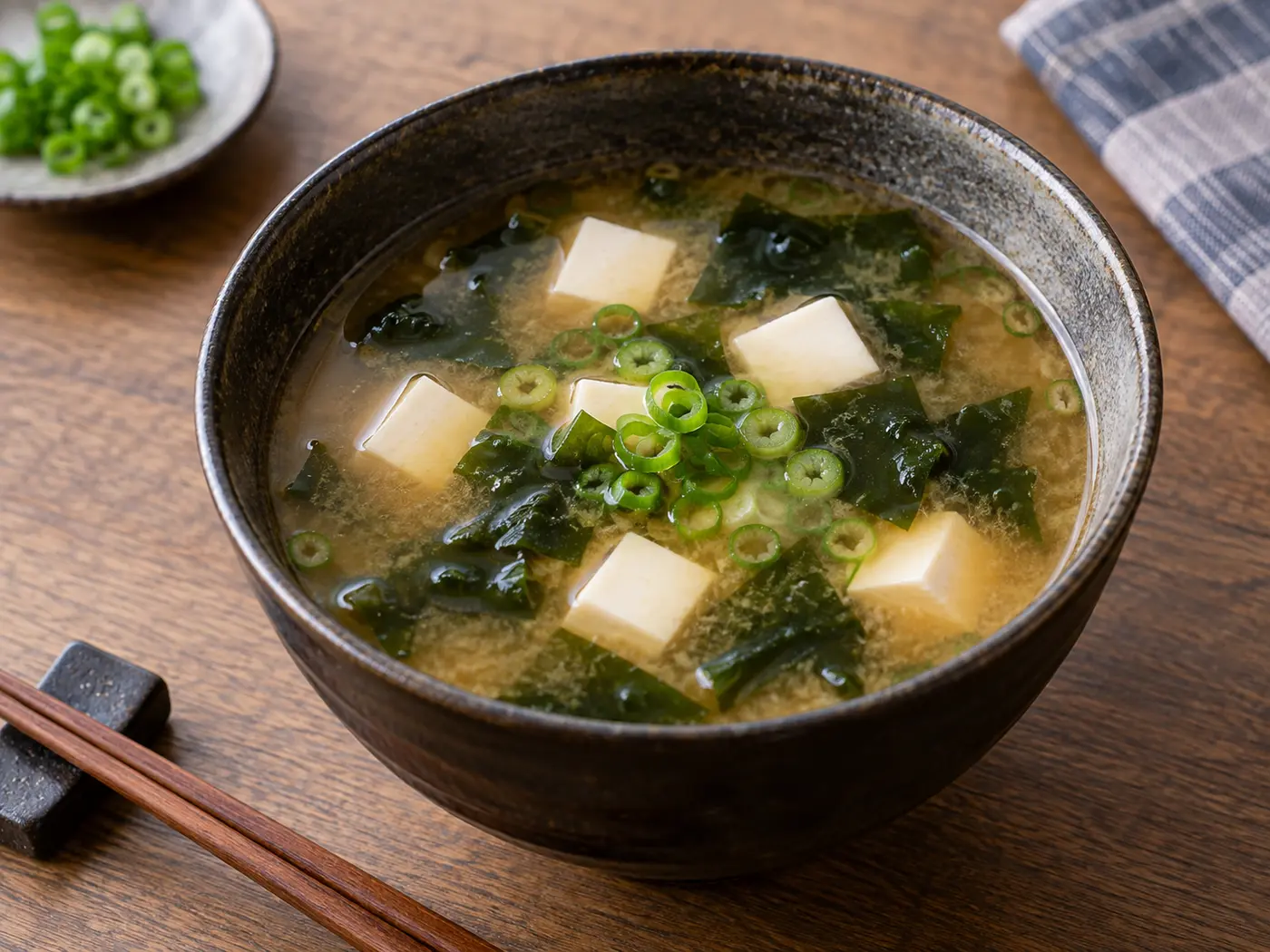 Sopa miso con tofu y algas