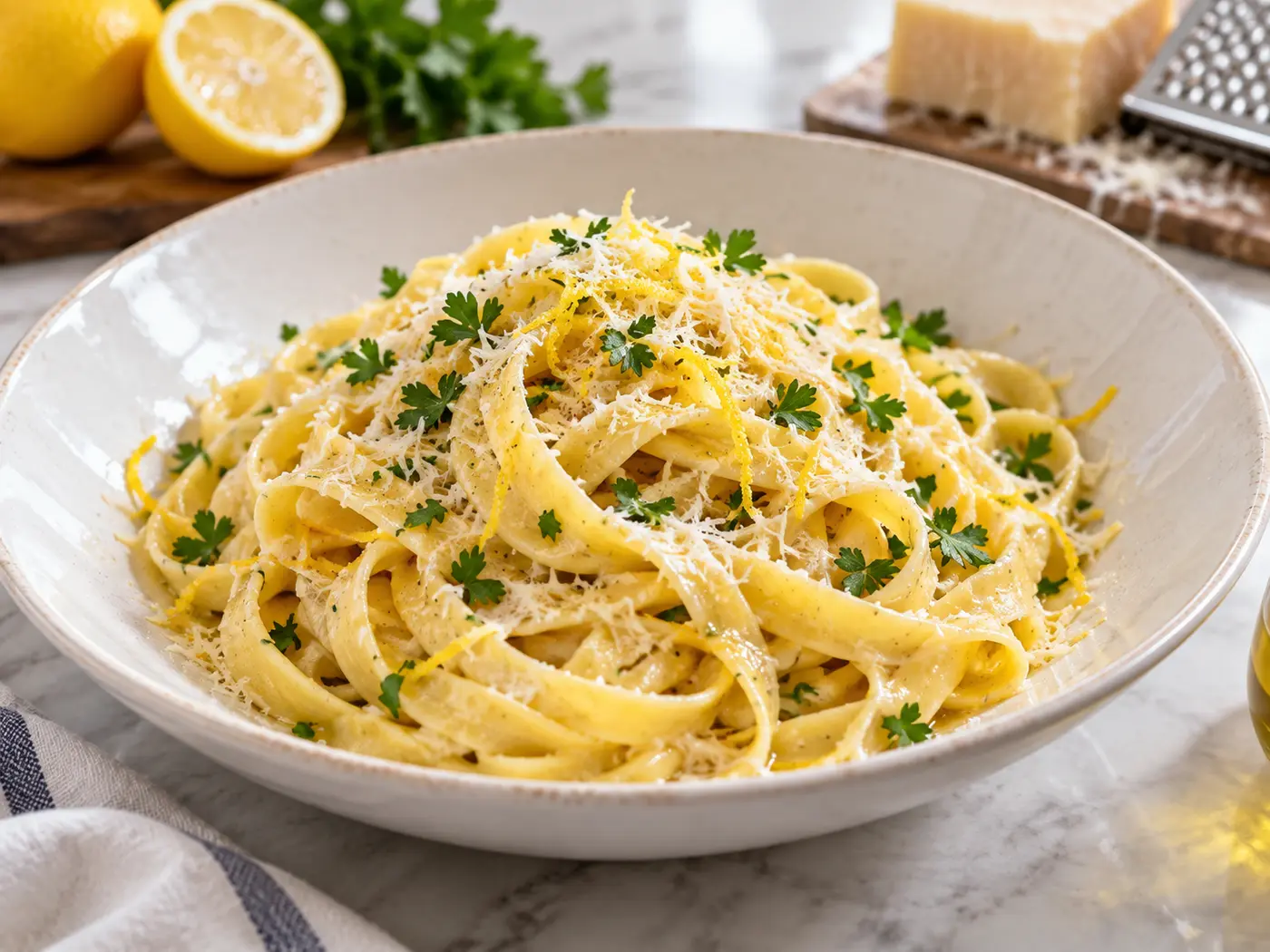 Tagliatelle al limón y parmesano
