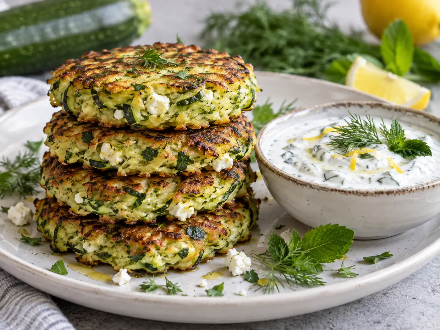 Tortitas de calabacín y feta