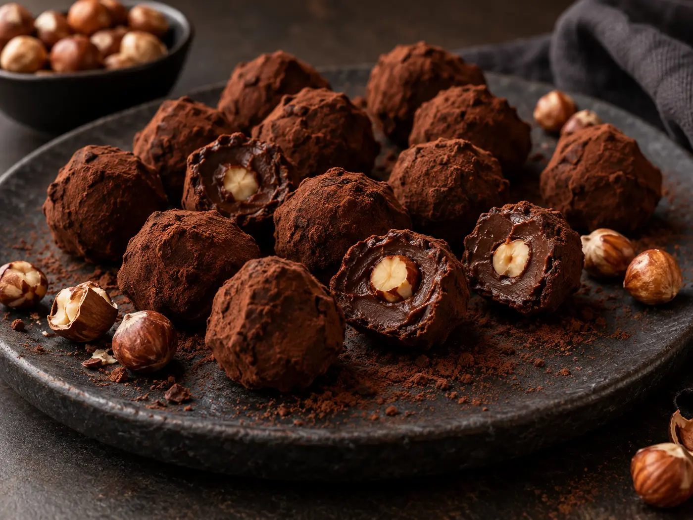 Trufas de chocolate y avellanas