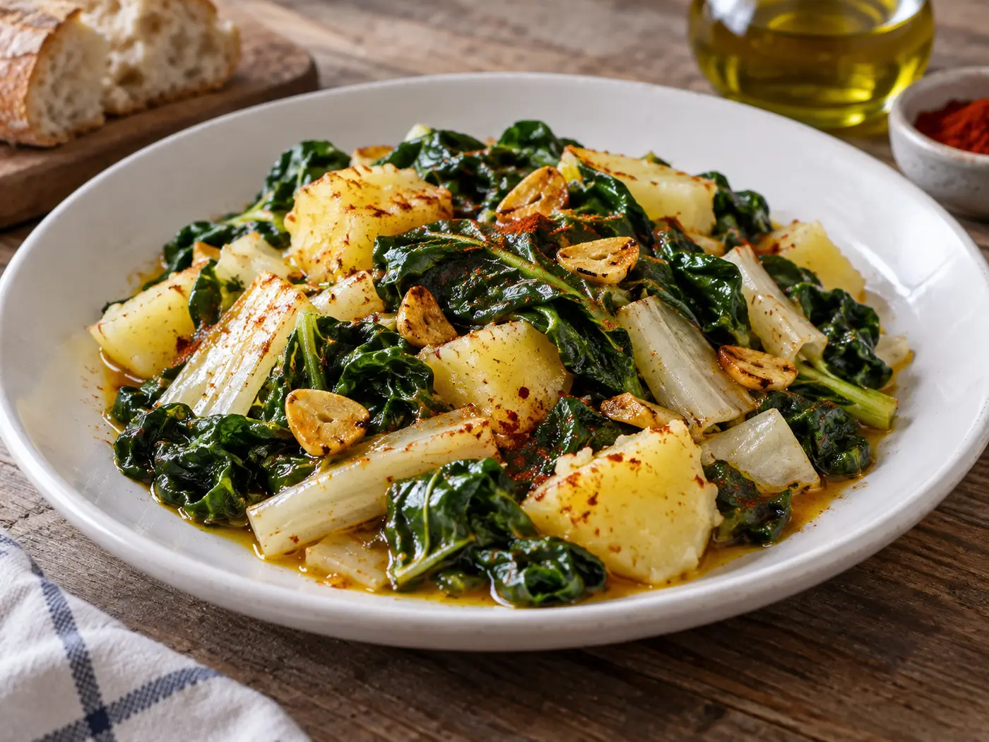 Acelgas con patatas y pimentón