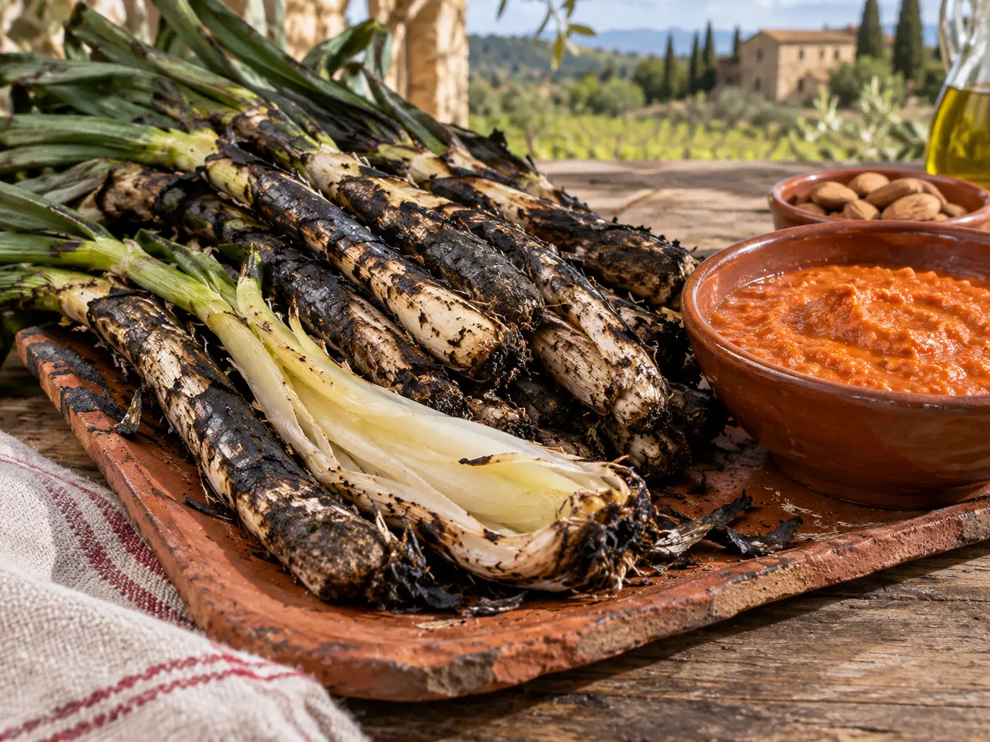 Calçots con salsa romesco