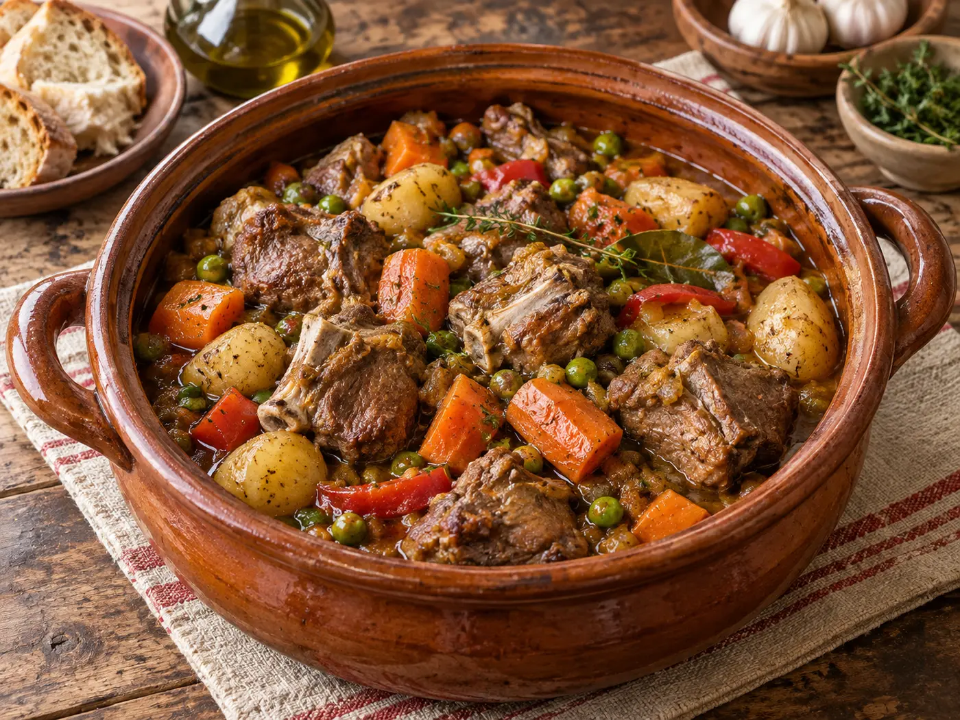 Cordero guisado con verduras