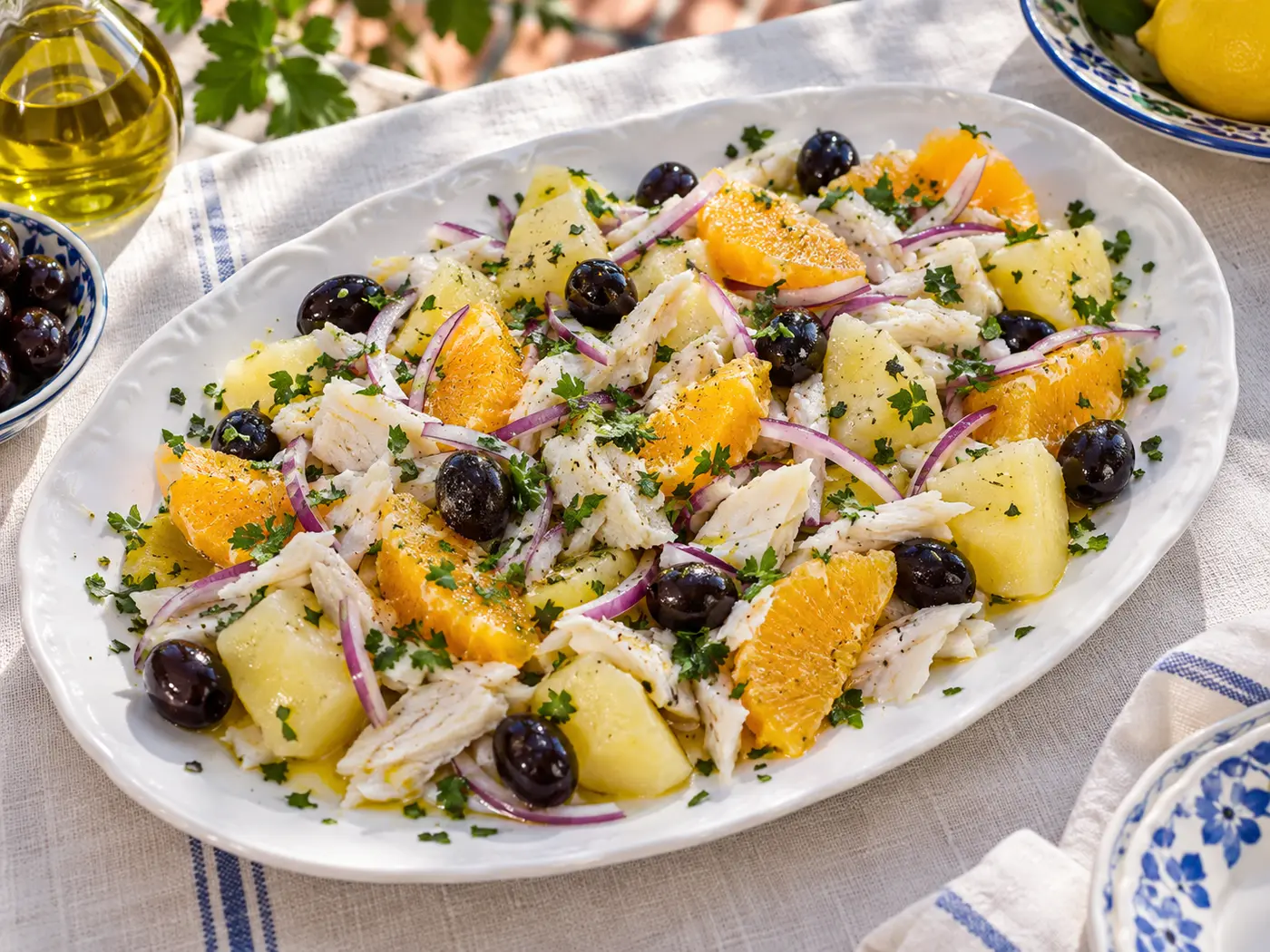 Ensalada malagueña de patata y naranja