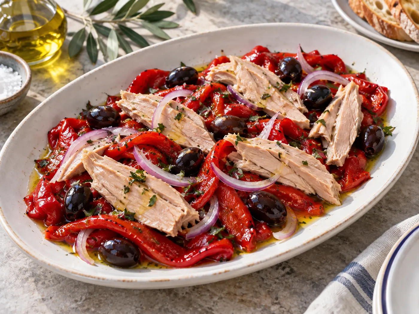 Ensalada de pimientos asados y ventresca