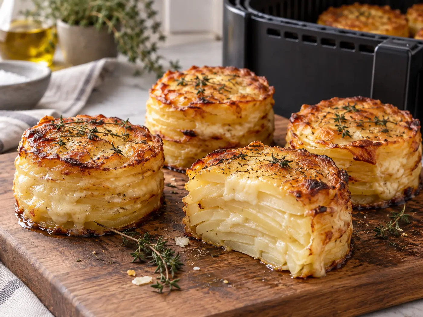 Milhojas de patata y queso en Air Fryer