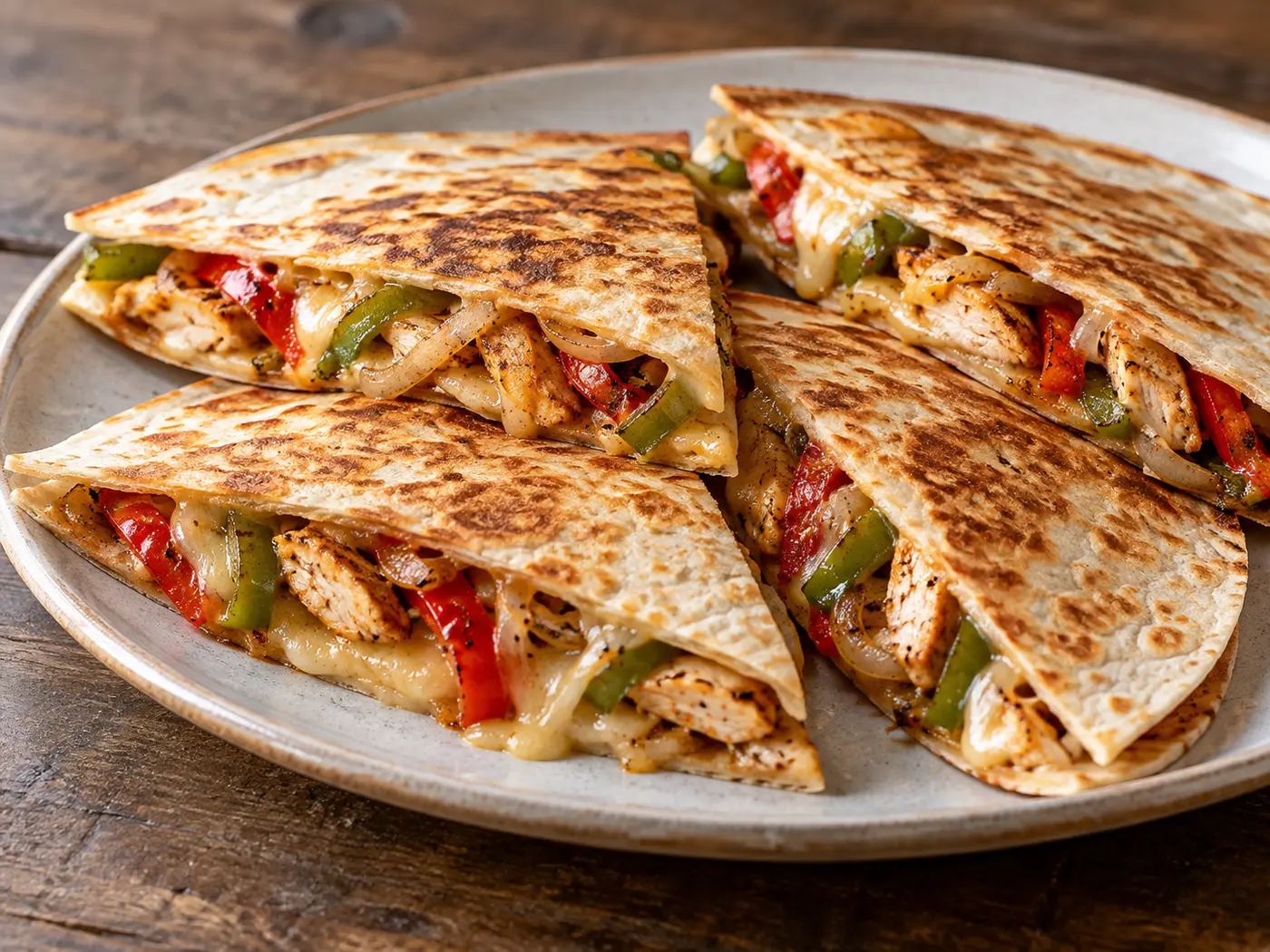 Quesadillas de pollo y verduras